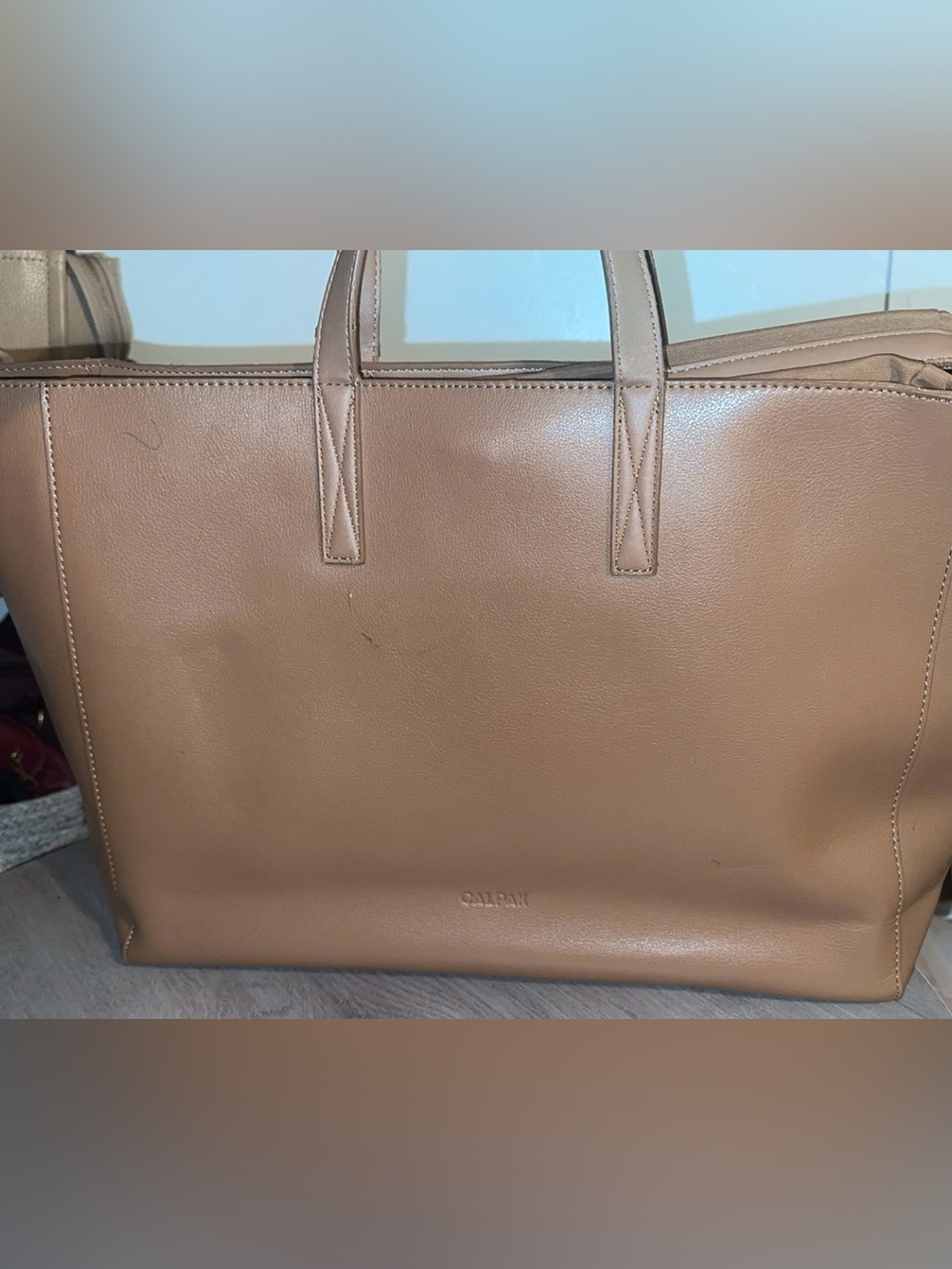 Calpak Tan Laptop Tote Bag